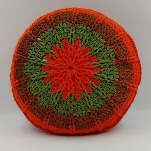Vintage Crochet Pillow Home Decor Accent